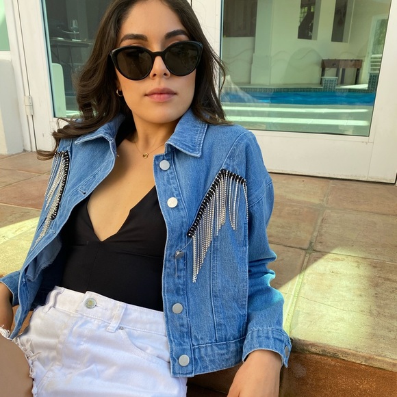 🦃 24 HOUR SALE🦃 Got The Blues Fringe Denim Jacket - Picture 10 of 10